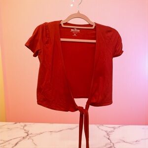Hollister Women's Scarlet Tie-Front Blouse